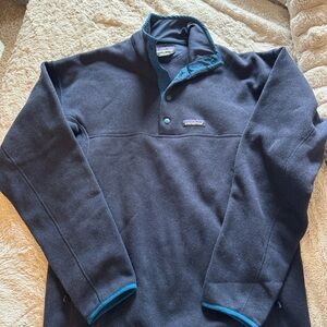 Patagonia Navy Fleece with Teal Trim Pullover